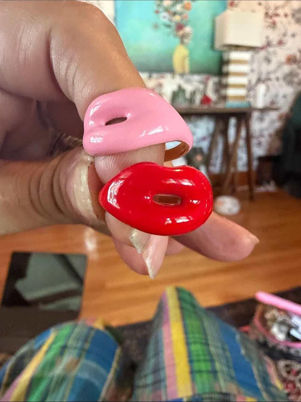 2 size 7 Enamel Lip Rings